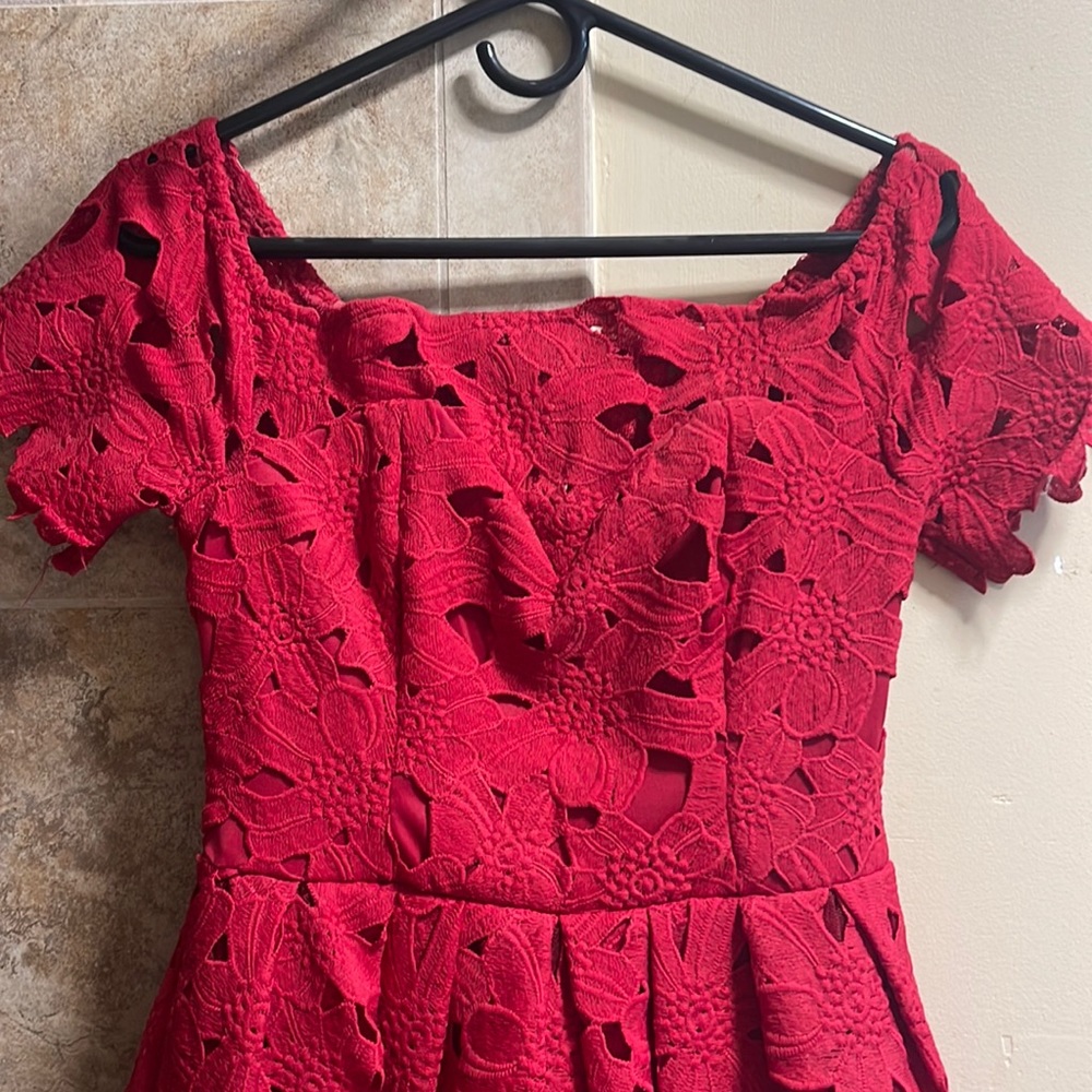 Red lace dress